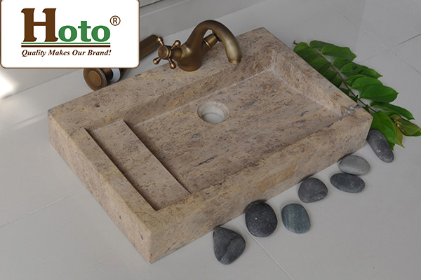 Bồn rửa tay, lavabo bằng đá tự nhiên nguyên khối.