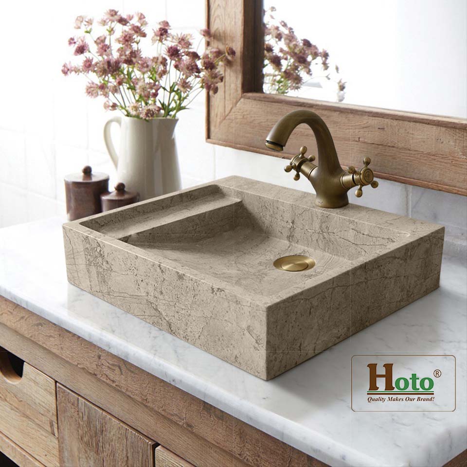 Bồn rửa tay, lavabo bằng đá tự nhiên nguyên khối.