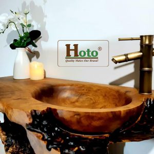 Lavabo bằng gỗ tự nhiên, chậu rửa tay bằng gỗ.