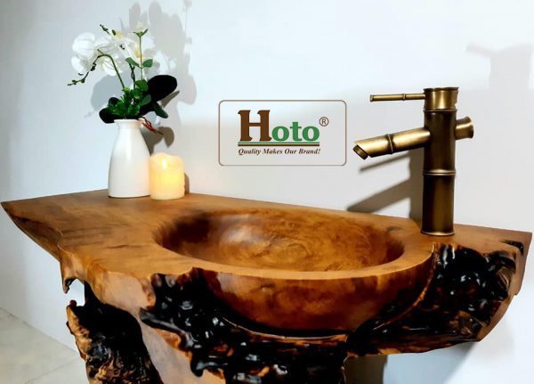 Lavabo bằng gỗ tự nhiên, chậu rửa tay bằng gỗ.
