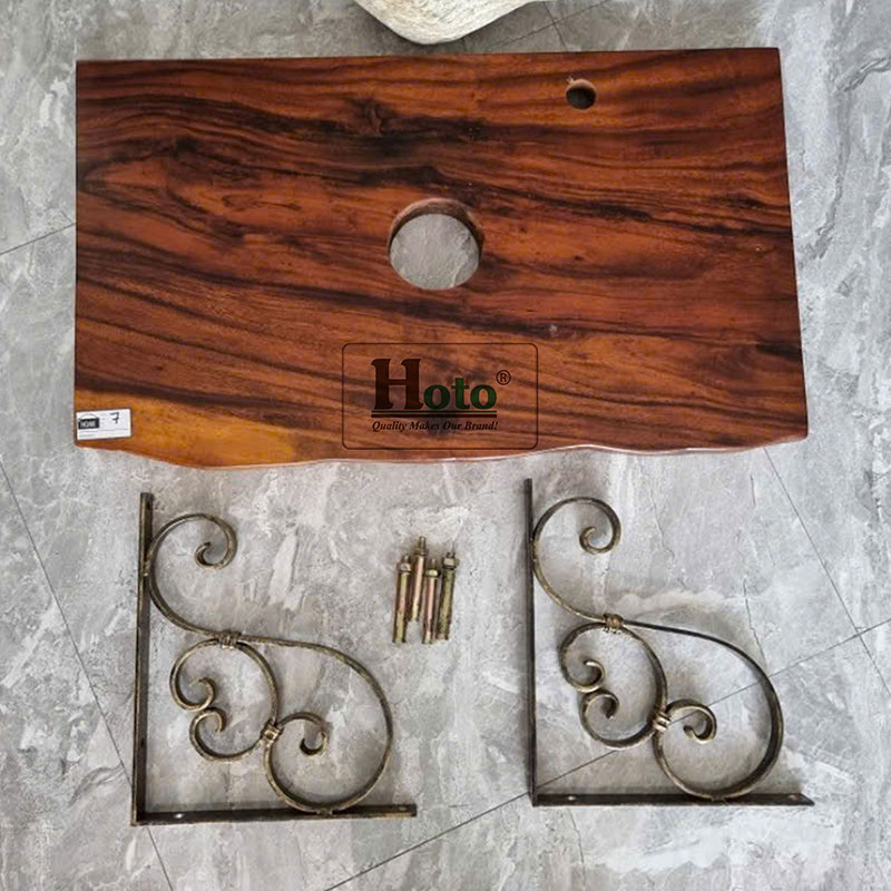 Bộ kệ đặt lavabo bằng gỗ me tây treo tường.