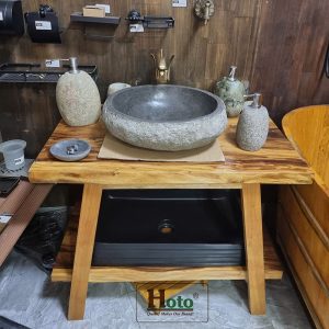 Bộ bàn gỗ me tây nguyên tấm cao cấp sử dụng cho lavabo đặt nổi.