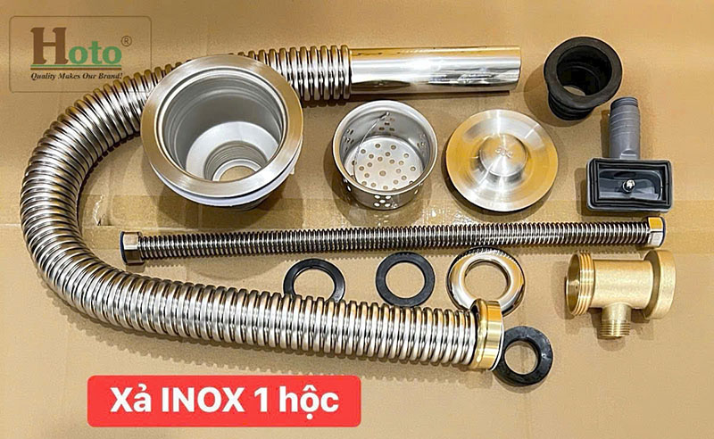 Bộ xả chậu rửa chén bằng Inox304 cao cấp sử dụng cho chậu đơn.