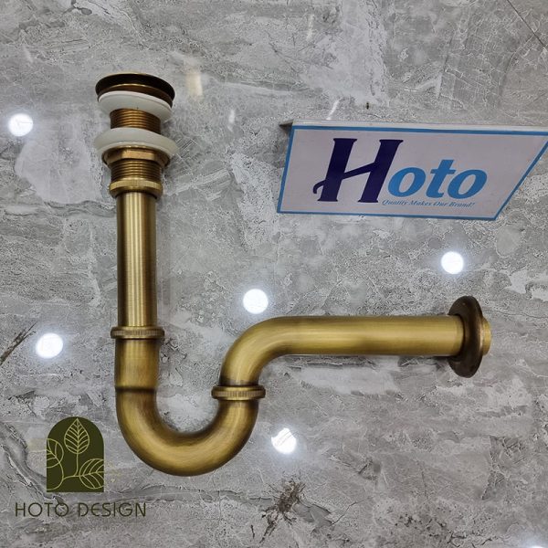 Bộ xả lavabo bằng đồng sang trọng, cao cấp màu vàng cổ điển.
