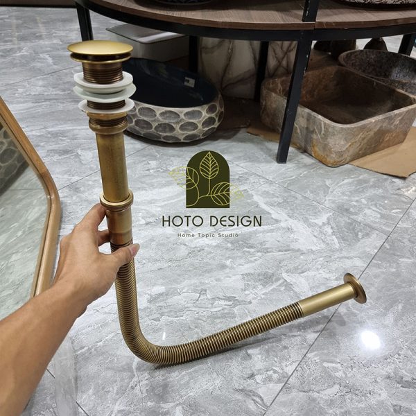 Bộ xiphong bằng đồng cao cấp với ống đồng uốn dẻo được, sử dụng cho lavabo, chậu rửa tay.