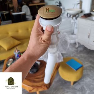 Bộ xiphong bằng nhựa nắp đồng dùng cho lavabo, chậu rửa tay.