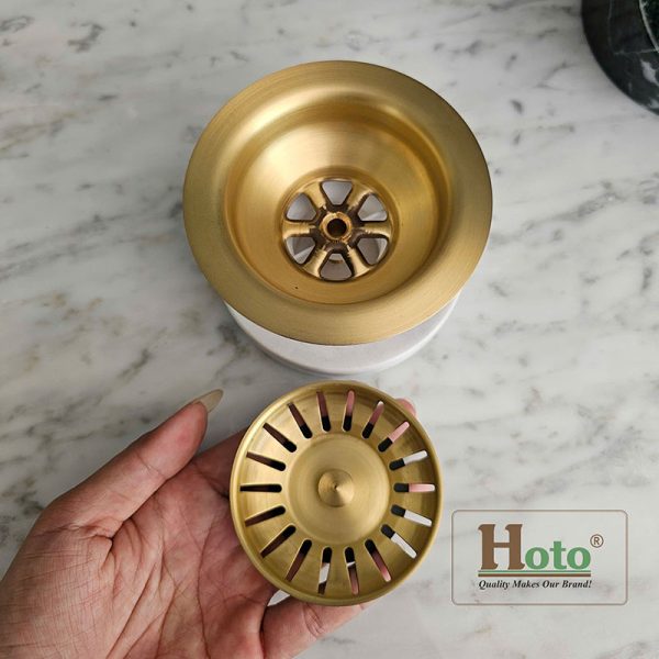 Đầu xả chậu rửa chén bằng đồng cao cấp.