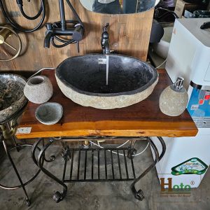 Bộ kệ gỗ me tây đặt sàn dùng cho lavabo đặt nổi.
