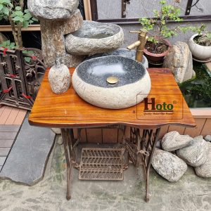 Bộ kệ gỗ me tây cao cấp kết hợp chân bàn máy may độc đáo.