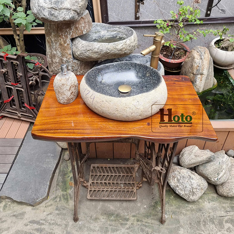 Bộ kệ gỗ me tây cao cấp kết hợp chân bàn máy may độc đáo.