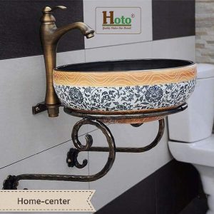 Kệ sắt treo tường dùng cho lavabo đế tròn.