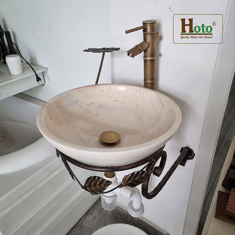 Kệ sắt treo tường dùng cho lavabo đế tròn.