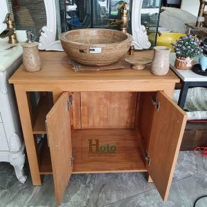 Tủ lavabo làm bằng gỗ cao su chống nước dùng cho lavabo đặt nổi.
