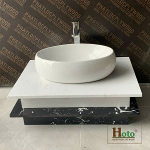 Bàn đá dùng để đặt chậu lavabo giá rẻ treo tường gọn gàng.