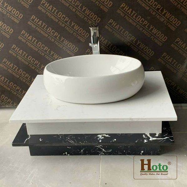 Bàn đá dùng để đặt chậu lavabo giá rẻ treo tường gọn gàng.