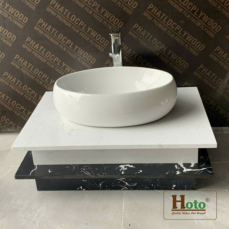 Bàn đá dùng để đặt chậu lavabo giá rẻ treo tường gọn gàng.
