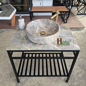 Bàn đá đặt chậu lavabo đá kiểu dáng hiện đại sang trọng dành cho nhà tắm.
