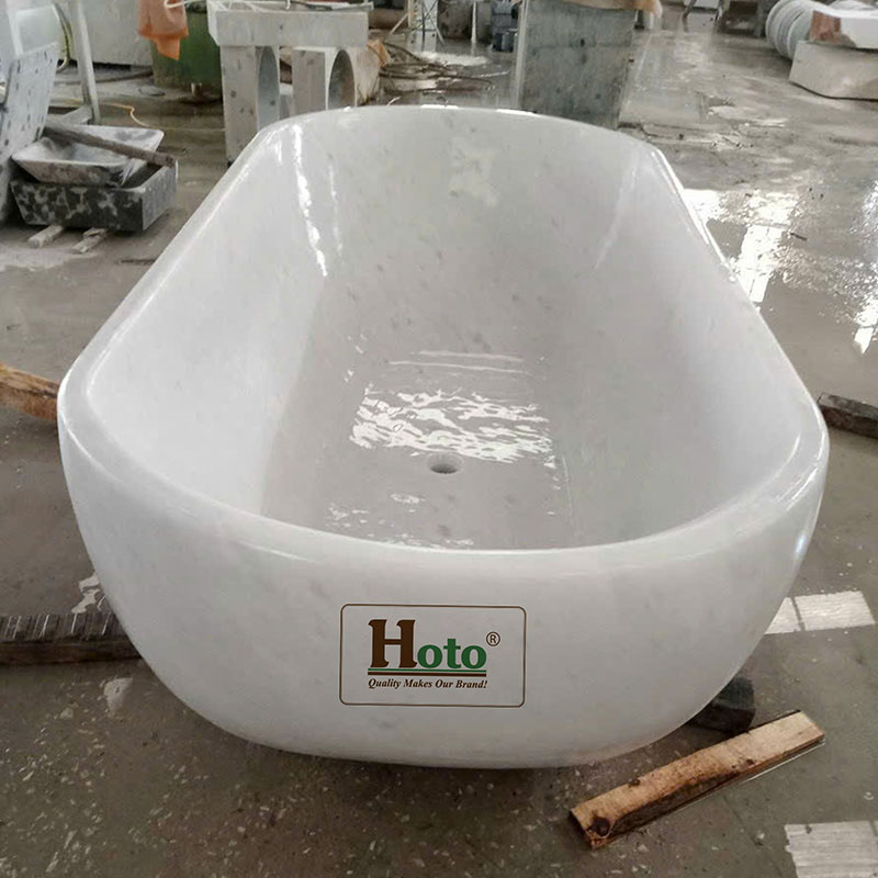 Bồn tắm bằng đá marble tự nhiên màu trắng được làm từ đá nguyên khối với vẻ đẹp sang trọng, cao cấp.