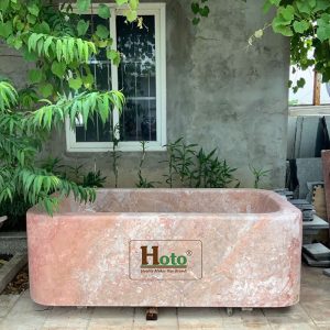 Bồn tắm bằng đá marble tự nhiên màu hồng được làm từ đá nguyên khối với vẻ đẹp sang trọng, cao cấp.