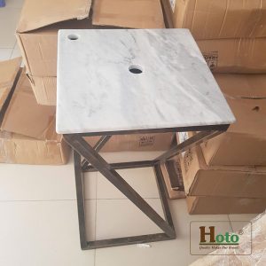 Kệ đá đặt chậu lavabo sử dụng đặt sàn, gọn gàng thẩm mỹ màu trắng.