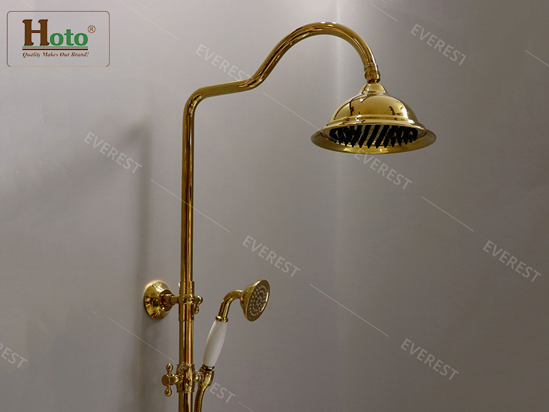 Sen cây tắm đứng bằng đồng mạ vàng cao cấp.