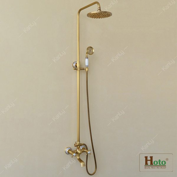 Sen tắm bằng đồng cổ điển sang trọng dành cho nhà tắm mộc, Vintage.