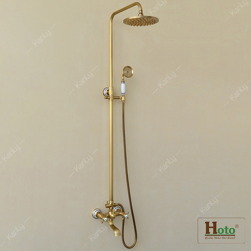 Sen tắm bằng đồng cổ điển sang trọng dành cho nhà tắm mộc, Vintage.