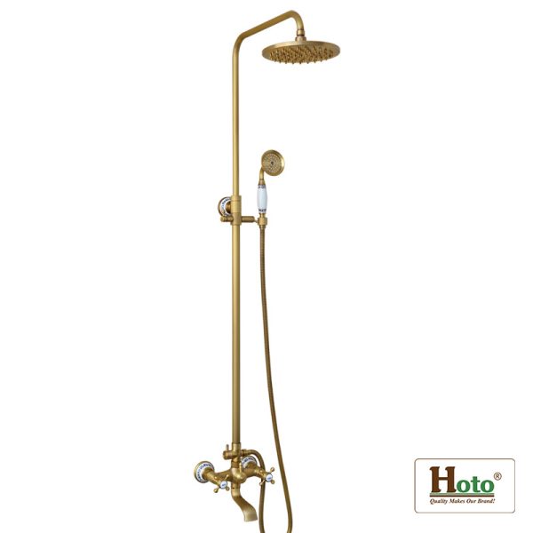 Sen tắm bằng đồng cổ điển sang trọng dành cho nhà tắm mộc, Vintage.