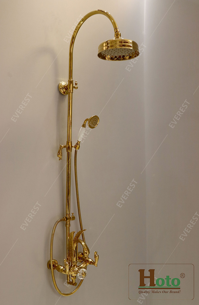 Sen tắm bằng đồng mạ vàng cao cấp hình chim thiên nga EV-MV01.