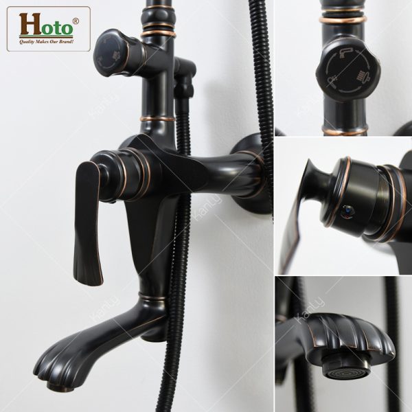 Sen tắm màu đen bằng đồng cổ điển sang trọng dành cho nhà tắm hiện đại, tân cổ điển.