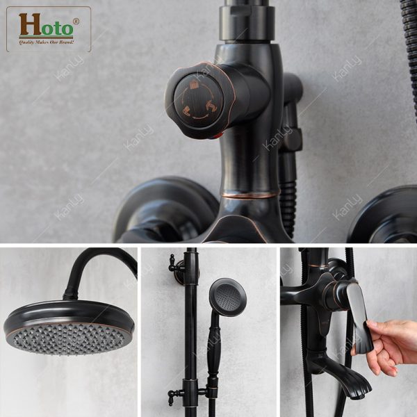 Sen tắm màu đen bằng đồng cổ điển sang trọng dành cho nhà tắm hiện đại, tân cổ điển.