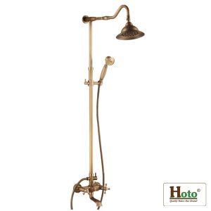 Sen tắm bằng đồng thau màu vàng cổ điển GCS13 phù hợp với không gian mộc, hoài niệm.