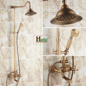 Sen tắm bằng đồng thau màu vàng cổ điển GCS13 phù hợp với không gian mộc, hoài niệm.
