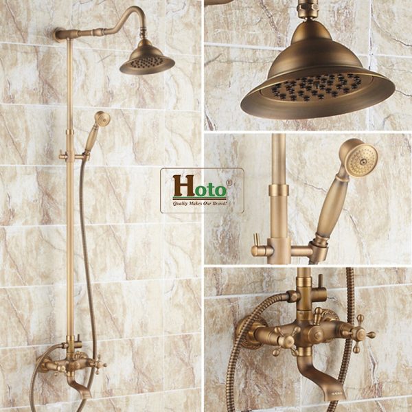 Sen tắm bằng đồng thau màu vàng cổ điển GCS13 phù hợp với không gian mộc, hoài niệm.