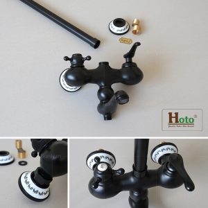Vòi sen tắm đứng bằng đồng màu đen cao cấp sang trọng dành cho nhà tắm hiện đại, tân cổ điển.