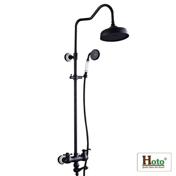 Vòi sen tắm đứng bằng đồng màu đen cao cấp sang trọng dành cho nhà tắm hiện đại, tân cổ điển.